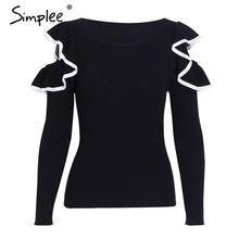 Load image into Gallery viewer, Simplee Multicolor knitted women pullover sweater Long sleeve top turtleneck female sweater Chic ladies casual bestmatch jumper